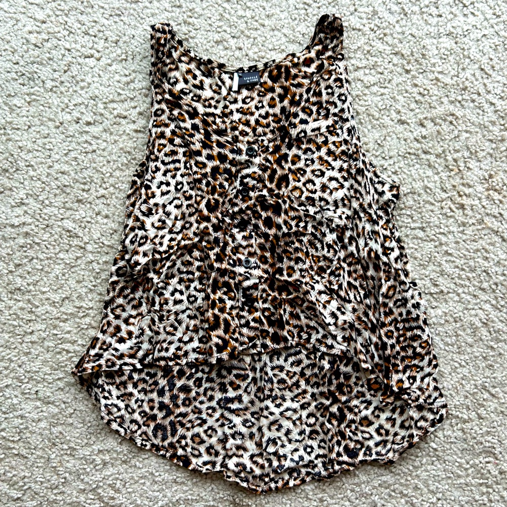 Leopard Print Sleeveless Top - Slightly cropped high/low but flowy
